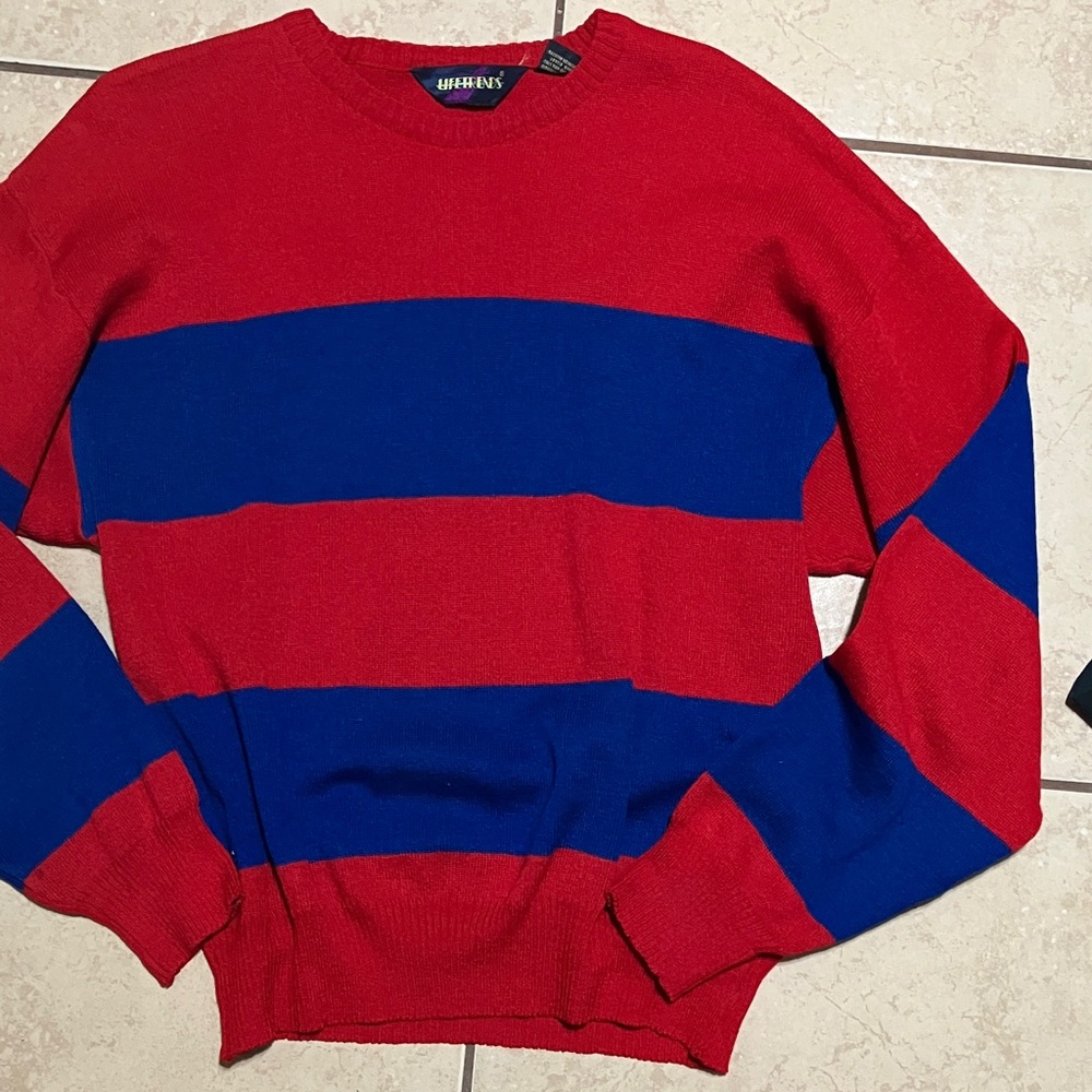 American Apparel Red and Blue Crewneck Sweater